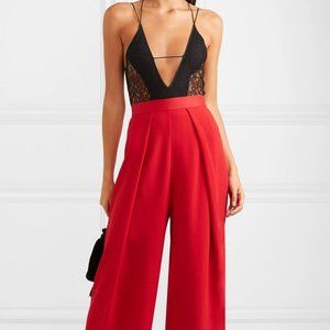 Kiki DM Luxurious Red Wide-Leg Tuxedo Pant